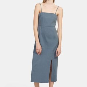 SOLD Theory Steel Clean Strap Crunch Linen Dress